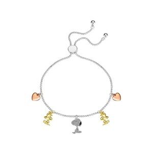 Peanuts Crystal-Studded Tr-Tone Bolo Bracelet